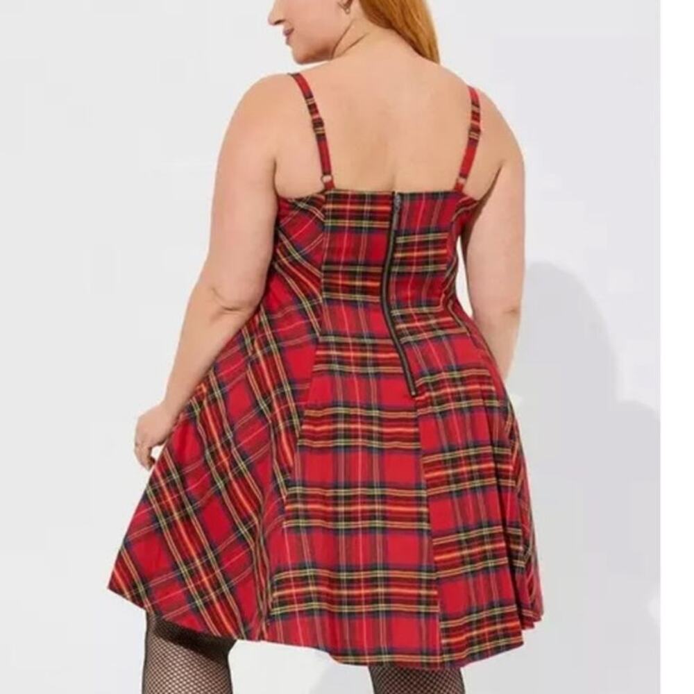 Torrid 20 Betsey Johnson Red Tartan Plaid Punk Gothic Rockabilly Tulle Dress - Picture 7 of 8